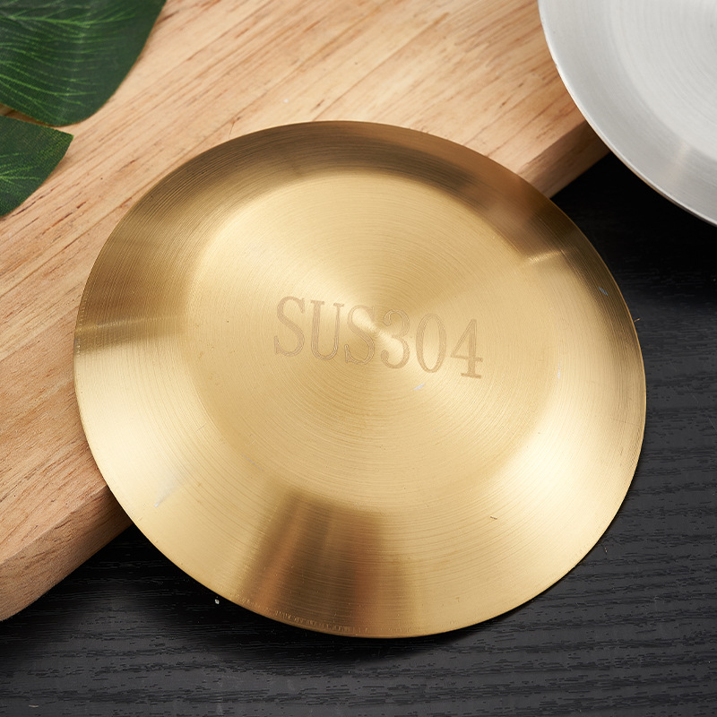 Korean-style stainless steel 304 flavor plate, small round plate, kimchi plate, grilled meat flat plate, oil, cold dish seasoning plate Application Scenario