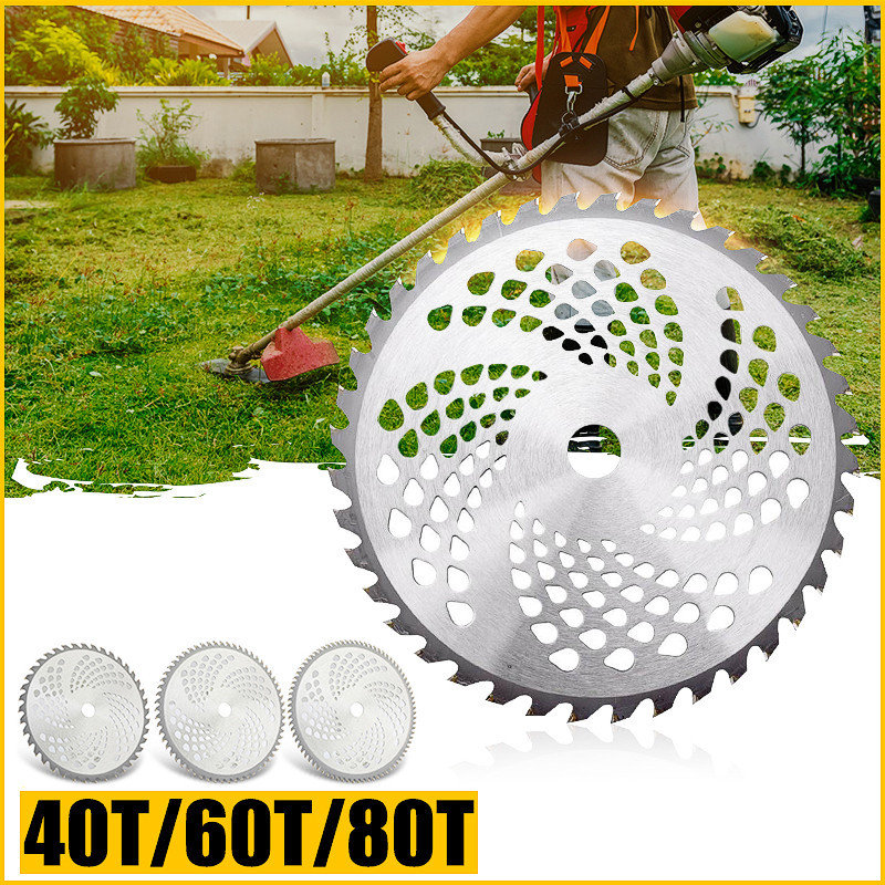 Lawn mower alloy blades 40, 60, 80 tooth round alloy saw blades, lawn mower brush cutter, lawn mower saw blade accessories details Picture