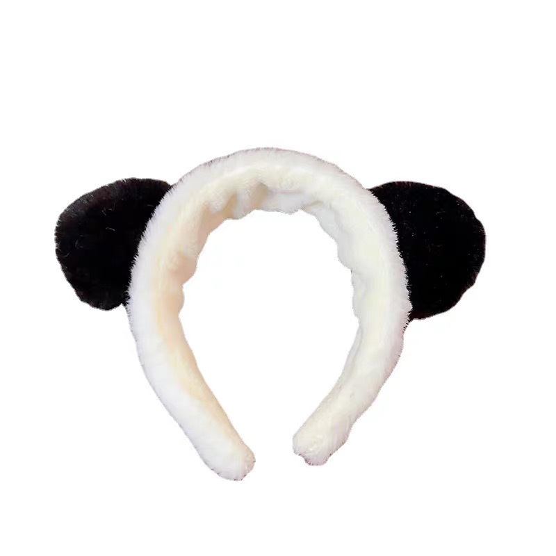 Panda hairband, cute cartoon daily face-washing hairpin, plush headband, children and adults, animal hair accessory, base same style Item Picture