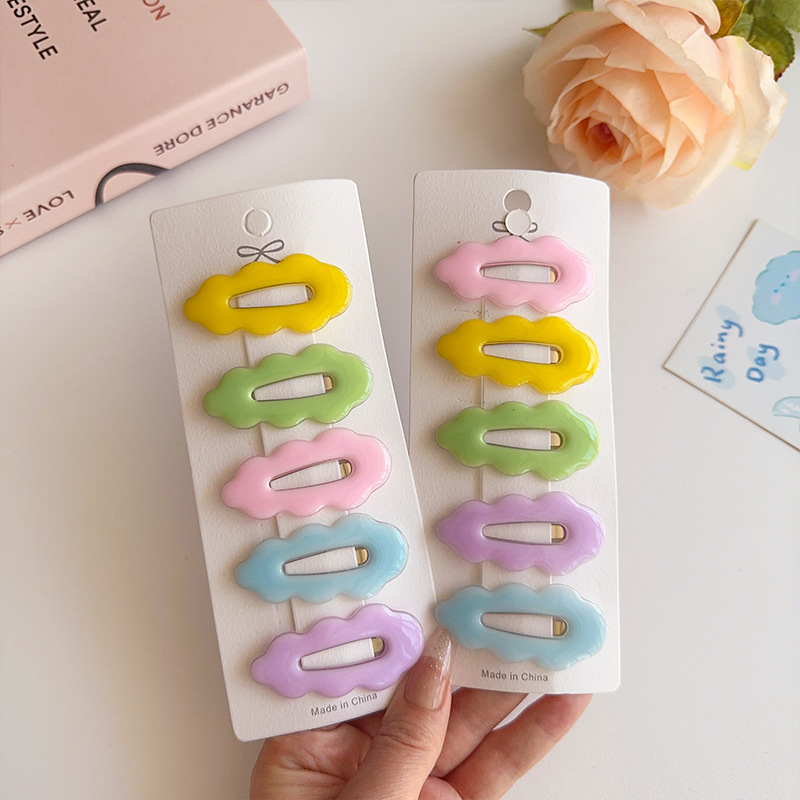 New Korean version wavy bb clips, colorful jelly cloud hair clips, candy-colored bangs clips, side hair clips and hair accessories details Picture