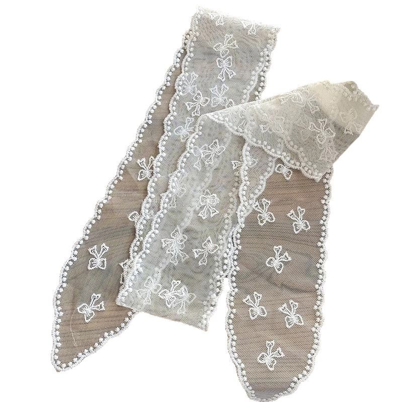 Pure white lace ribbons, long silk scarves, hairbands, spring and summer hot girls, stacked choker accessories, tied hair and headwear Item Picture
