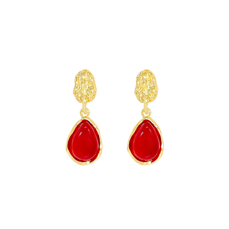 Autumn and winter Maillard irregular teardrop earrings, women's fashionable and elegant, retro and high-end earstud, 925 silver needle earrings Item Picture