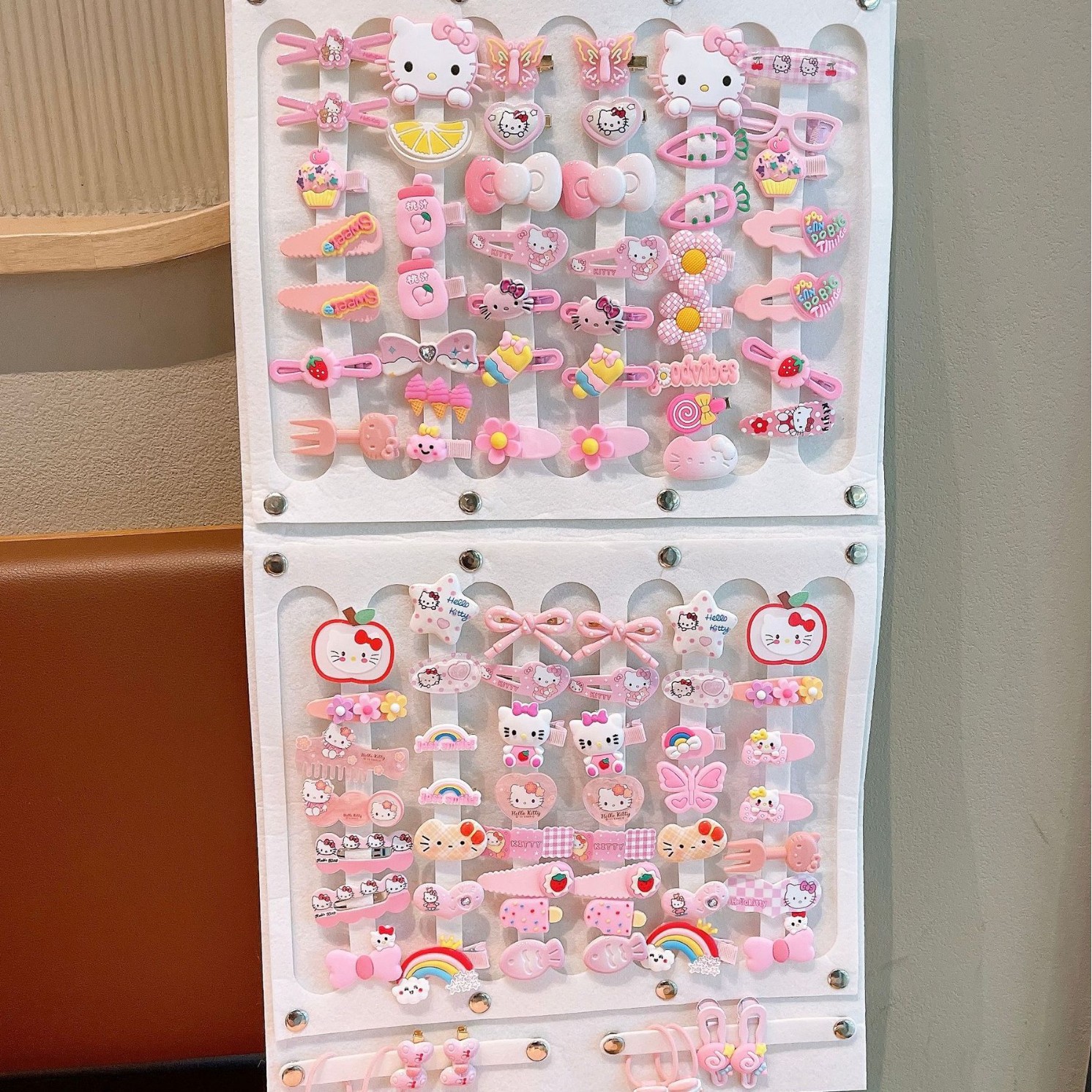 Children's hello kitty hair clip storage bag, girls' hair accessory wall-mounted storage accessory, rubber band hair band wall-mounted bag details Picture