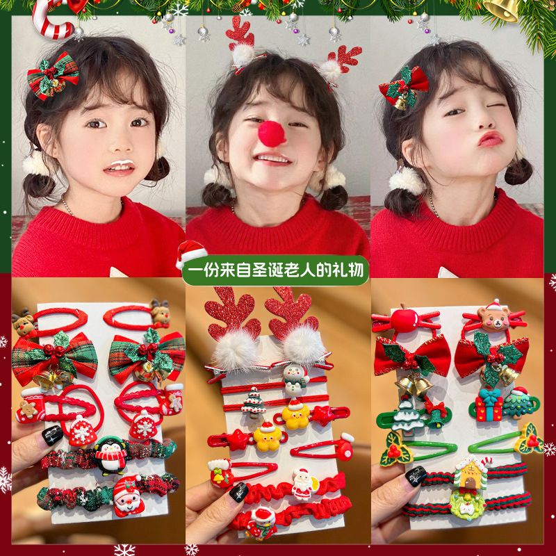 Christmas headwear, children's cute hairpins, little girl Santa Claus headband, rubber band, cartoon girl hairpin, hair accessory details Picture