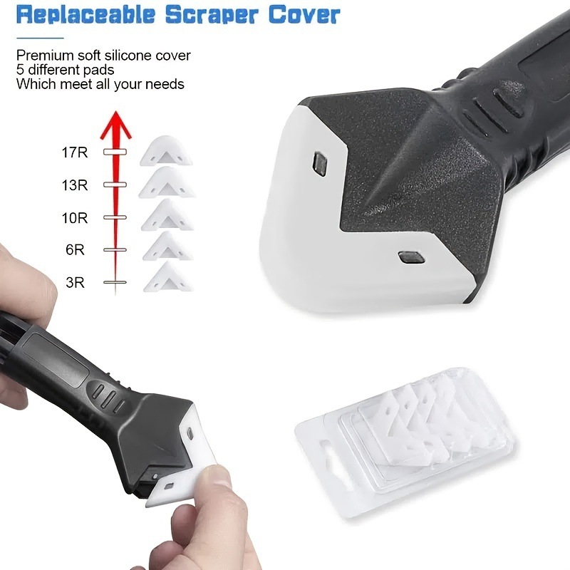 Cross-border bestseller multi-functional silicone glue scraper, tile Angle grouting and glue removal knife Specification drawing
