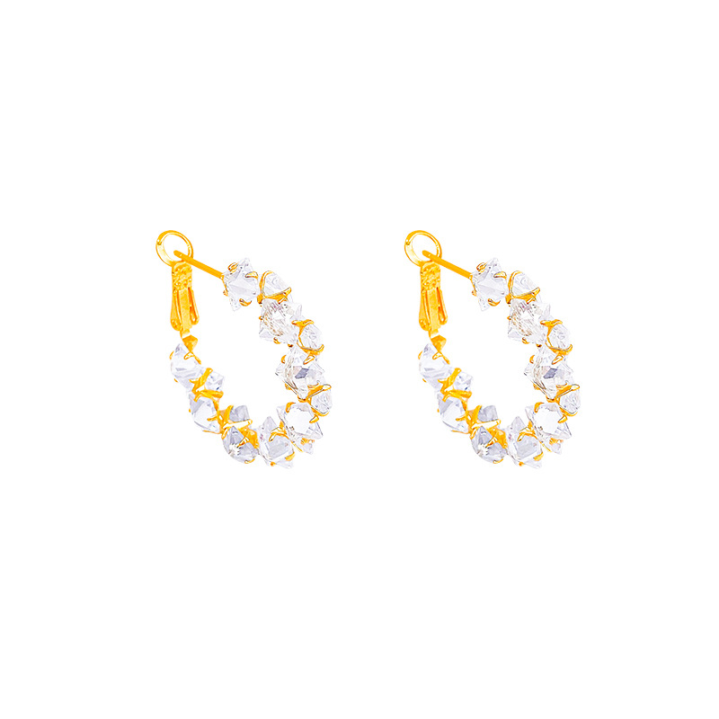 Korean-style dazzling and exquisite zircon crystal earrings, a light luxury, niche and high-end look for women, C-shaped ear rings, a hit online celebrity earrings Item Picture