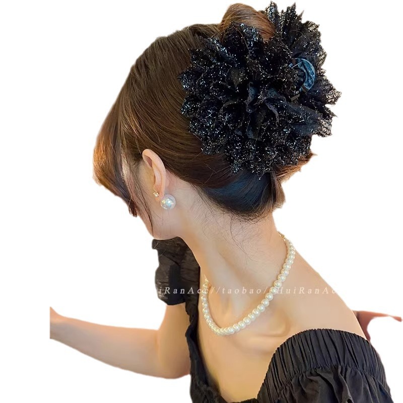 The new rose flower hair clip is a versatile and fashionable side ponytail clip headwear for women in the back of the head Item Picture