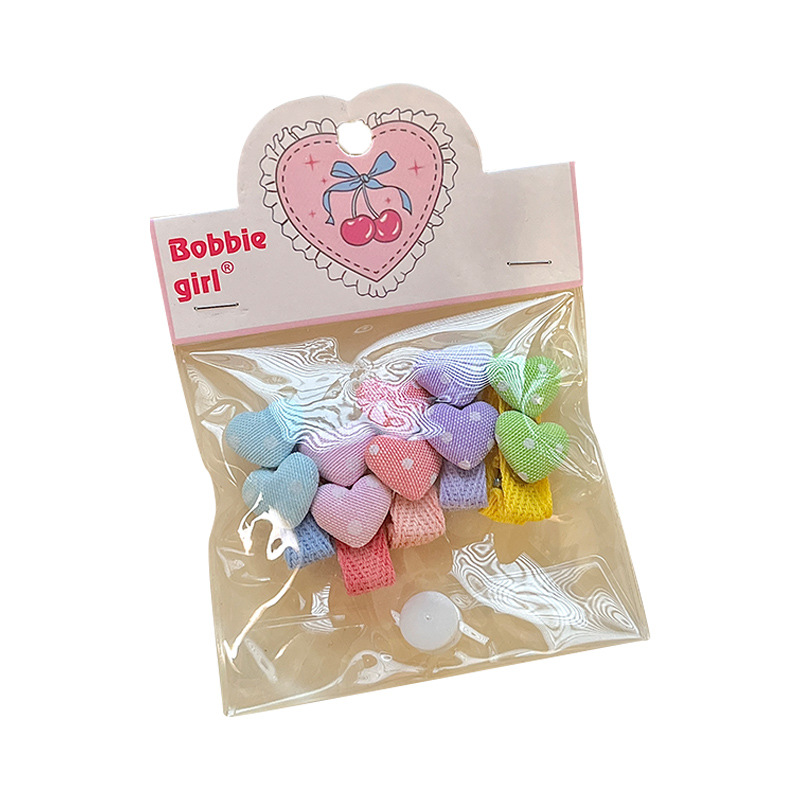 Dopamine candy-colored hair clips, fully wrapped fabric buttons, duckbill clips, bow, side clips of girls' bangs, hair accessories Item Picture