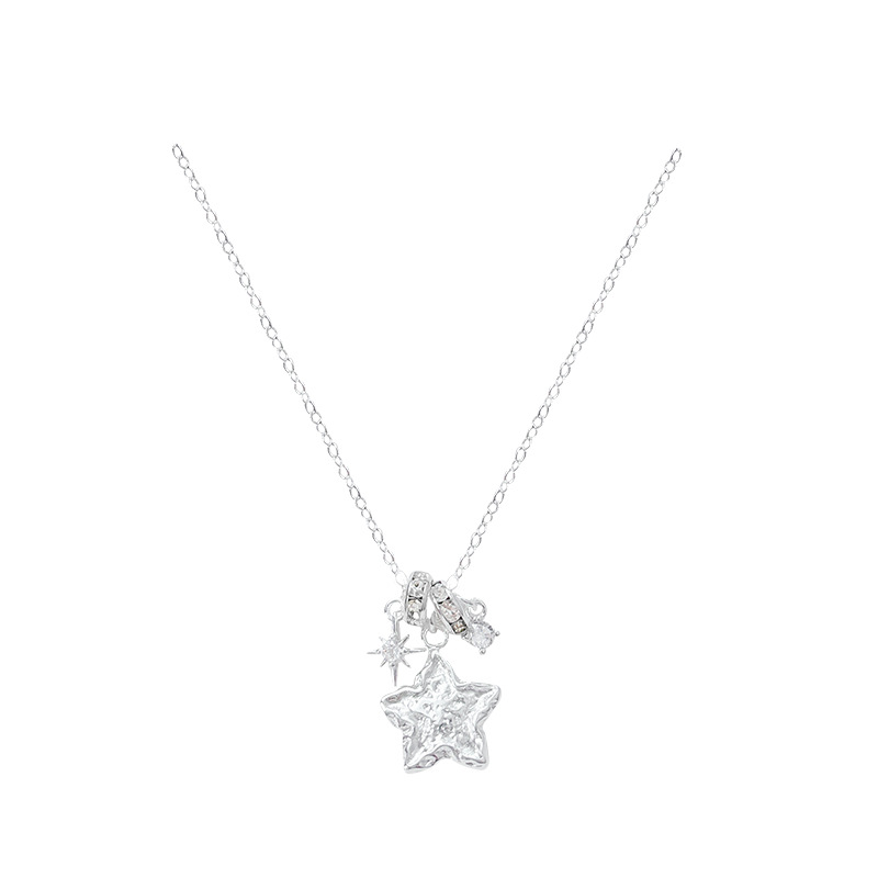 Cold style diamond-encrusted star pendant necklace, niche design, high-end sense, elegant and versatile, collarbone chain accessory for women Item Picture