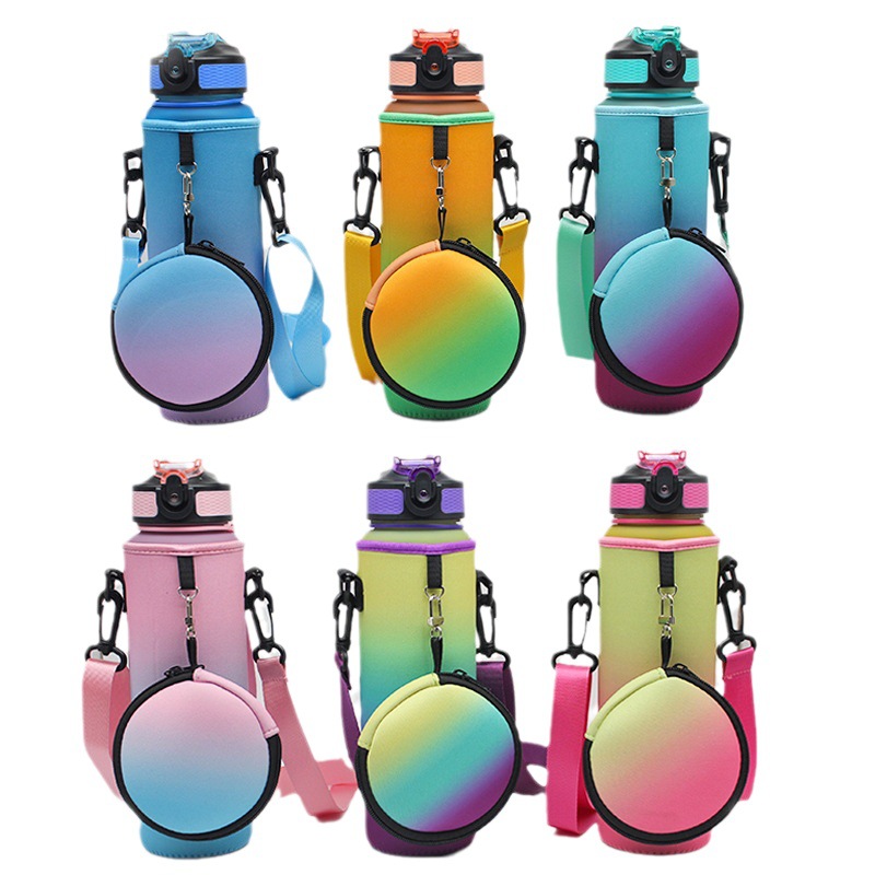 Cross-border best-selling 32oz space cup with SBR diving material cover, portable 1000ML pot protective case with a hand strap Specification drawing