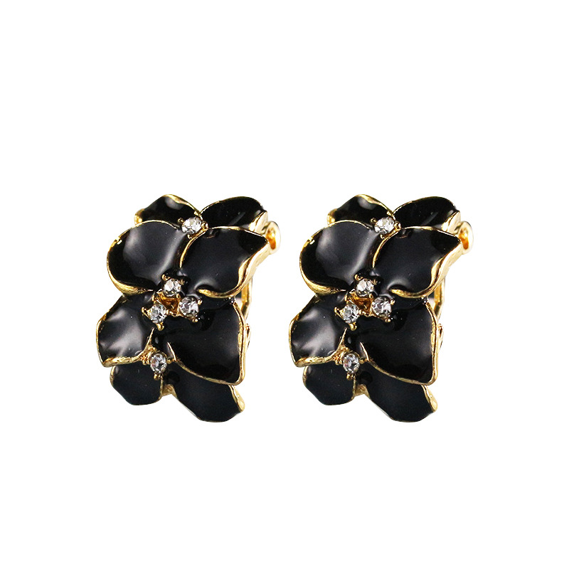 Gardenia stud earrings, Korean accessories wholesale, star fashion small floral oil drop earrings, French buckle earrings Item Picture
