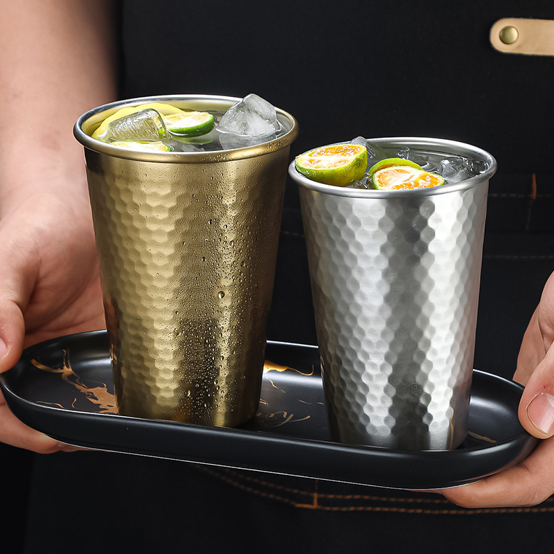 Korean-style 304 stainless steel diamond-patterned single-layer water cups, beer mugs, beverage cups, mouthwash cups, milk cups, juice cups Application Scenario