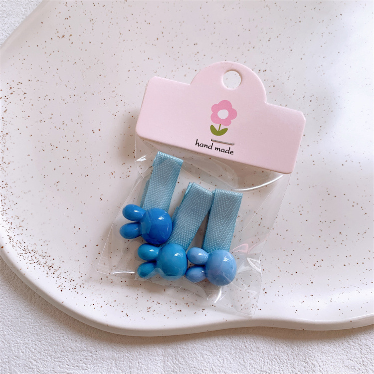 New children's gradient five-pointed star hair clip, cute cartoon rabbit heart hair clip, girls' full fabric side clip Item Picture