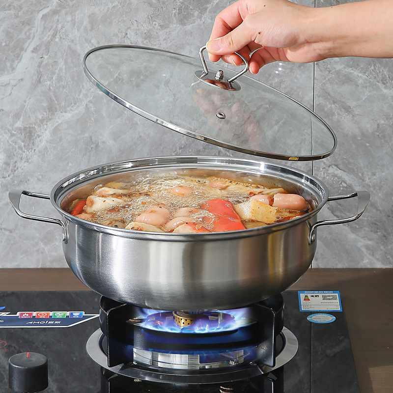 304 stainless steel fish scale soup pot, household double-ear hot pot, thickened induction cooker pot, gift-giving, multi-purpose stewing pot Specification drawing