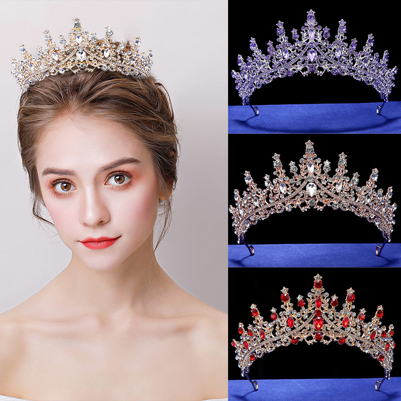 European-style crystal crown wedding dresses, evening gowns, birthday, coming-of-age ceremony, performance, versatile crystal crown hair accessories wholesale full figure