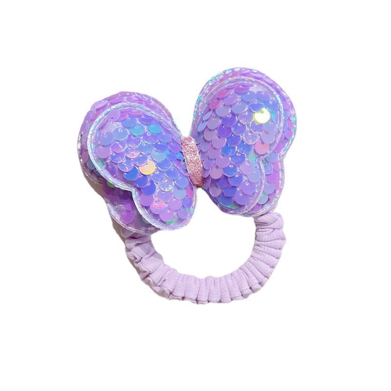 Summer children's heart-shaped bow hair tie, non-damaging handmade hair tie, little girl ponytail rubber band, baby hair band Item Picture