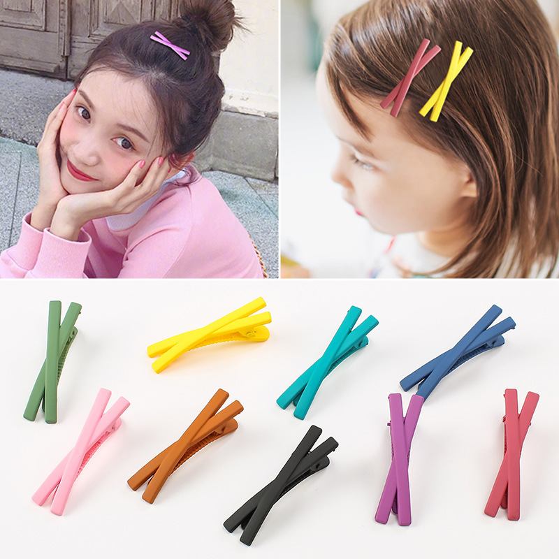 Korean minimalist internet-famous hair clips, sweet side one-piece clips, bangs clips, matte colored hair clips, girl's hair accessories and headwear full figure