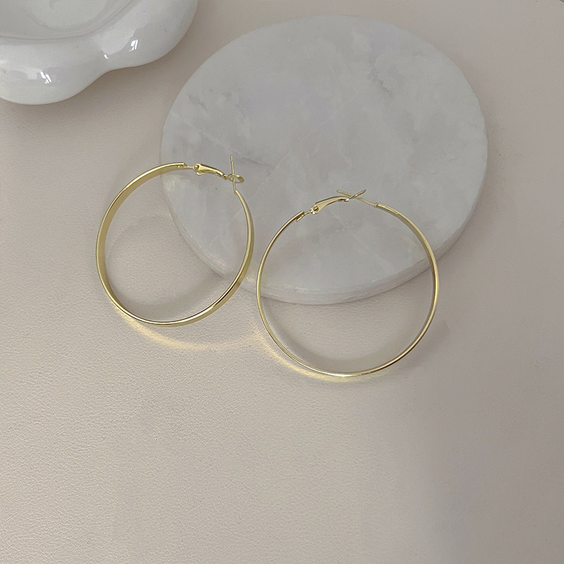 2024 New bestsellers: Exaggerated circle ear rings, high-end Hong Kong-style circle and plain ring earrings, niche and light luxury earrings for women details Picture
