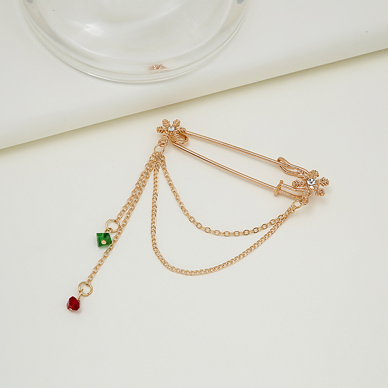 New Christmas series brooches, fashion clothing accessories, chain bells, brooches, brooches in stock for wholesale Specification drawing