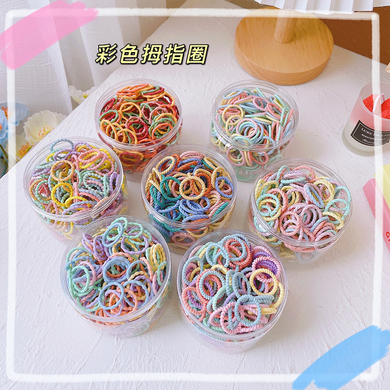 100 boxed thumb hair ties that won't damage hair, baby and children's hair accessories, high elasticity Korean version full figure