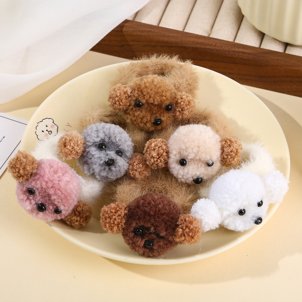 Autumn and winter cartoon bear head, coffee-colored phone coil, children's hair tie, cute girl's sweet headwear, hair clip, hair band, girl Specification drawing