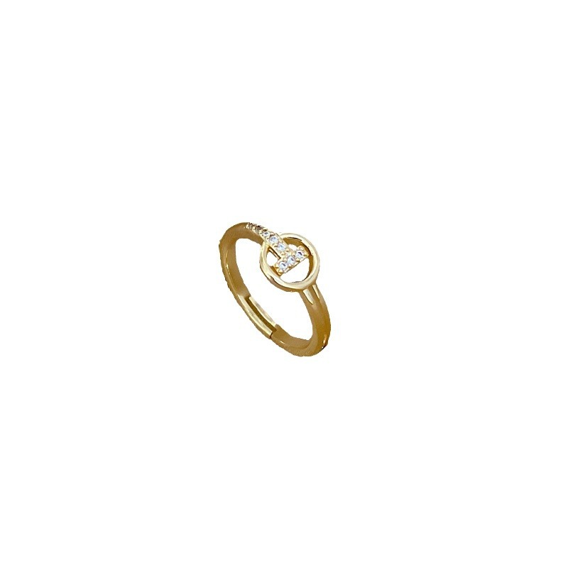 【 Real Gold 】 Round T-shaped small ring with adjustable opening, simple Japanese-style bracelet, couple rings Item Picture