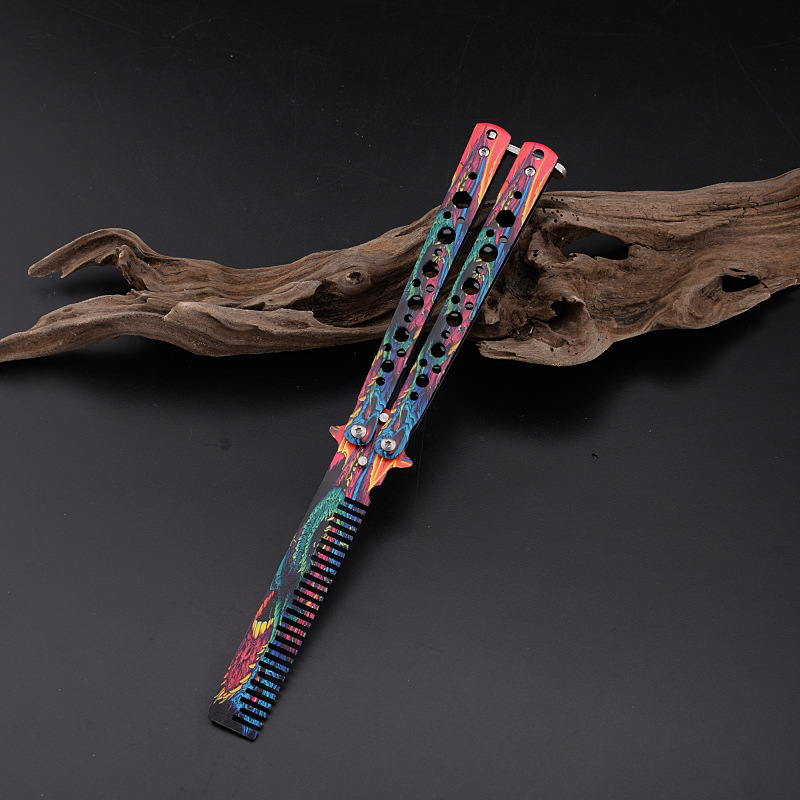 Factory direct sales of CSGO game butterfly comb tools for training without cutting edges, folding and swinging butterfly knife tools undefined