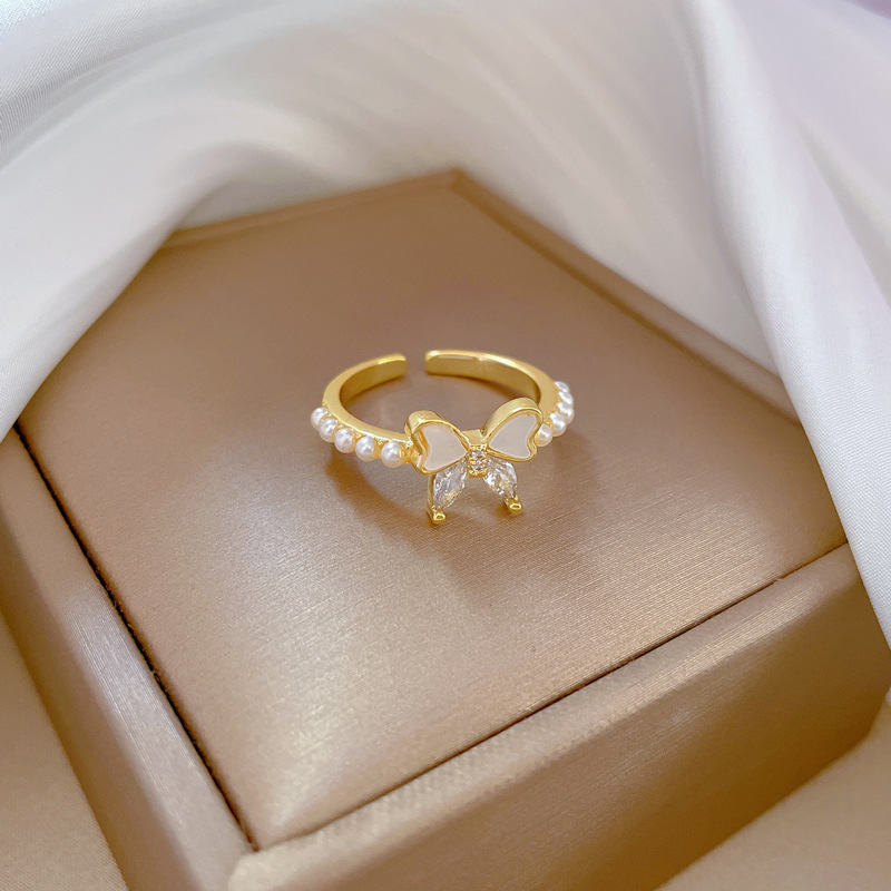 【 Real Gold 】 Butterfly Oil Drop Zircon ring with adjustable opening, simple jewelry, Japanese-style ring couple rings Specification drawing