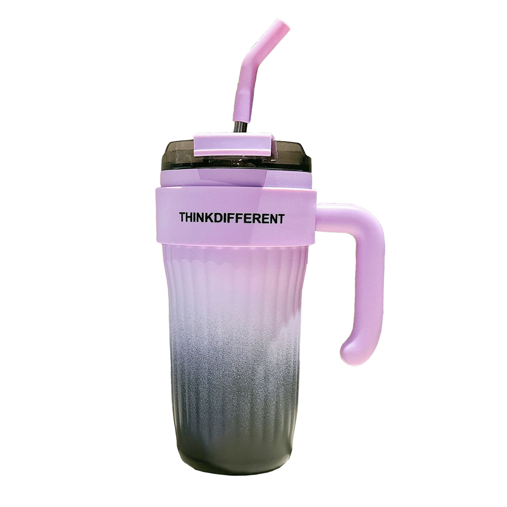 Gradient color handle insulated cup, simple and elegant appearance, coffee cup, cold preservation, large-capacity stainless steel straw cup, couple Item Picture