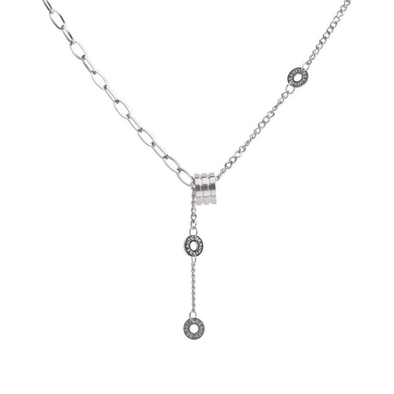 Titanium steel circular waist necklace for women's light luxury 2023 hoodie chain accessories autumn and winter design sense sweater chain Item Picture