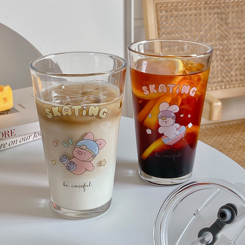 Bolimei's high-quality InS-style glass straw cups, water cups, exquisite glass coffee cups and simple milk cups Specification drawing