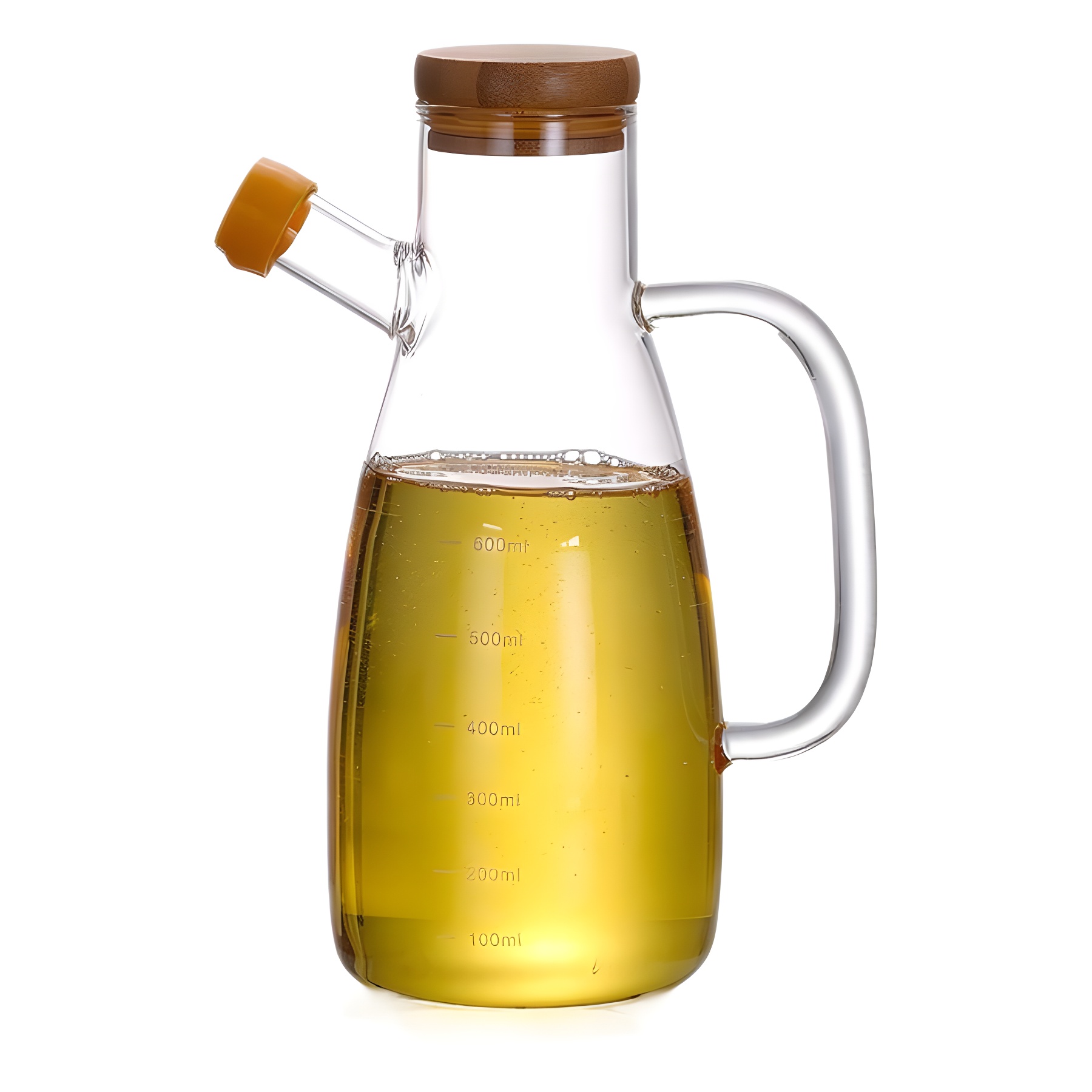 Kitchen household glass oil bottle, high borosilicate glass with scale, seasoning oil bottle, handle glass vinegar bottle, oil storage bottle Item Picture