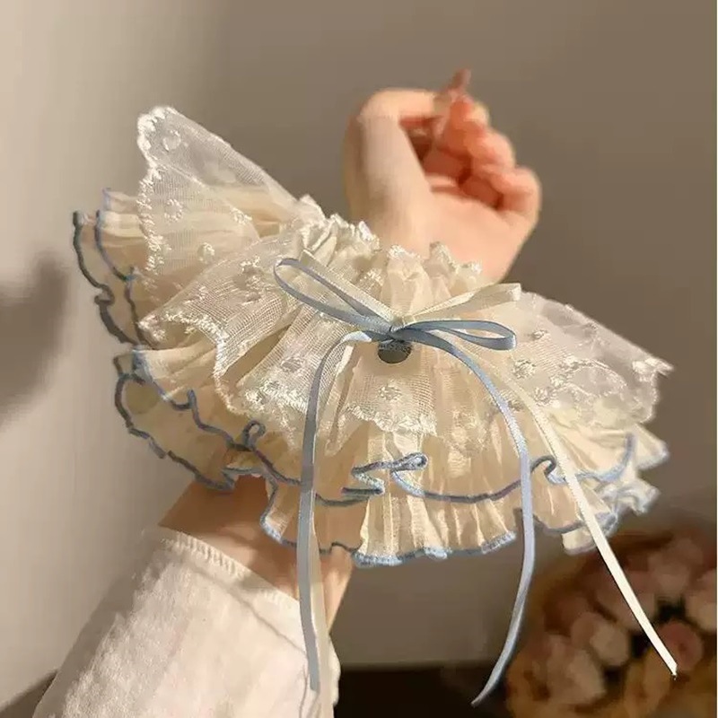 Chantilly Dream Gauze lace Large Intestine hair band for women, French high-end style, gentle hair tie, large headwear Specification drawing