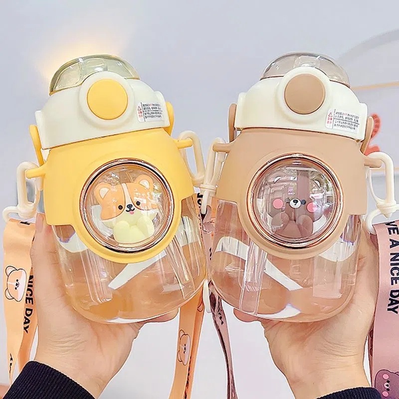 Cute and adorable large-belted cups with high appearance standards, portable straw cups, large-capacity cartoon dolls, children's straw cups wholesale details Picture