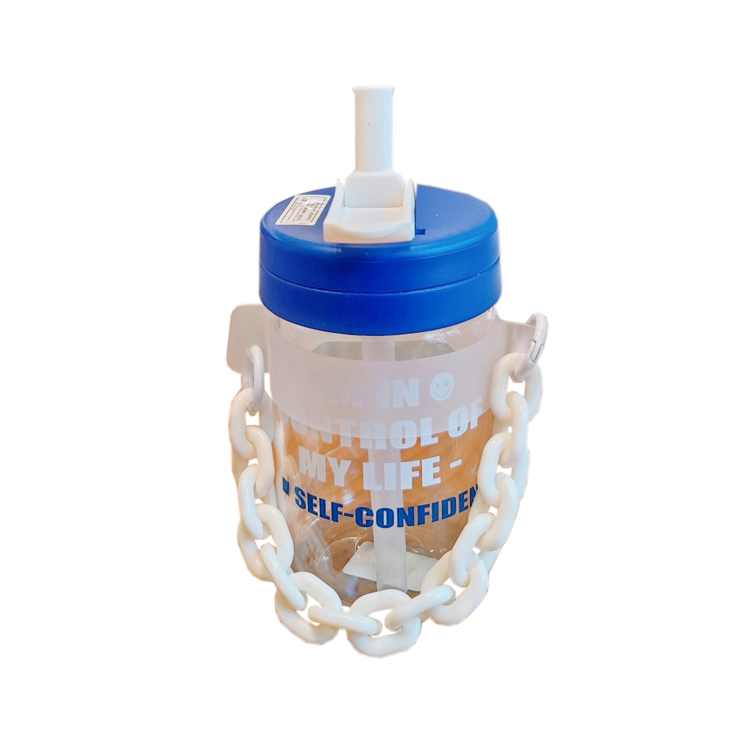 New chain straw cup, portable and hand-held glass cup for girls, creative student couple office ins style casual cup Item Picture