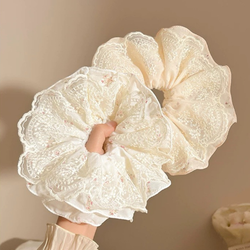 Fresh and delicate lace floral hair tie, women's hair tie, ponytail hair tie, sweet rubber band, atmospheric hair accessory full figure