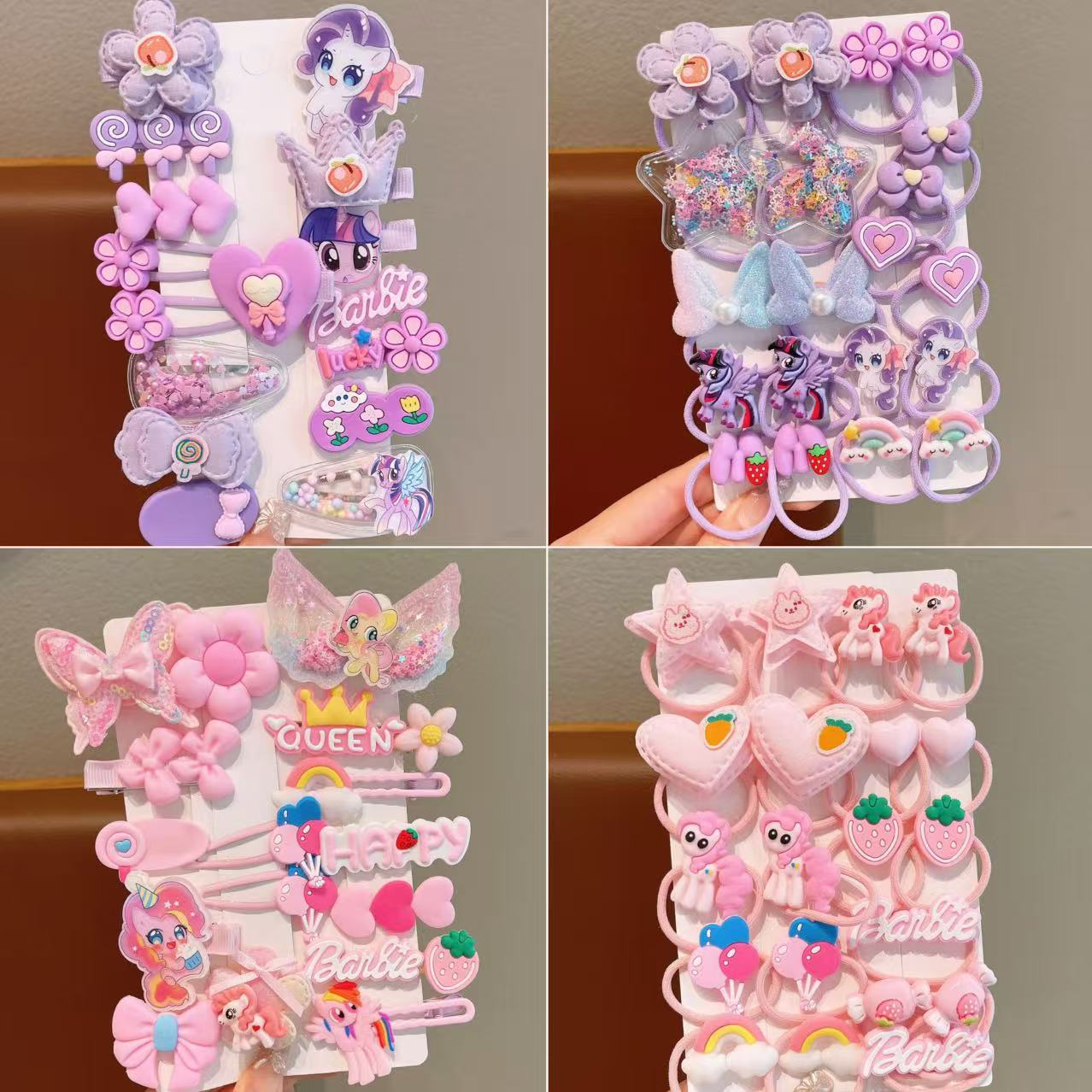 My Little Pony hair accessories, children's cute hair clips, girls' cartoon hair bands, hair ties, rubber bands, baby hair clips, girls' headwear full figure