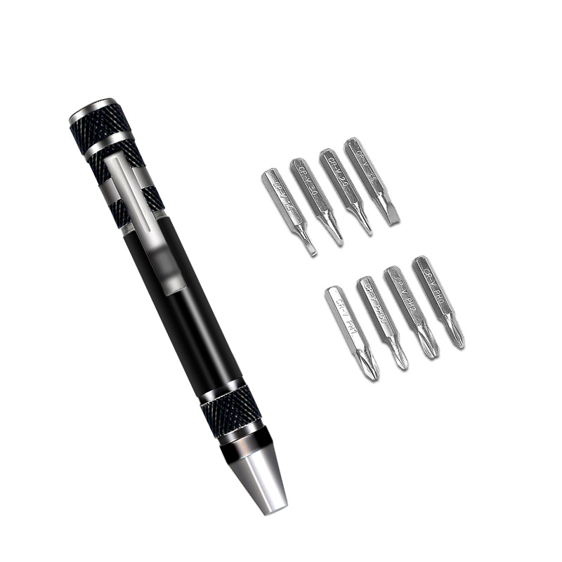 Multi-functional eight-in-one screwdriver, aluminum alloy combination, disassembly pen, maintenance screwdriver, cross flat-head screwdriver undefined