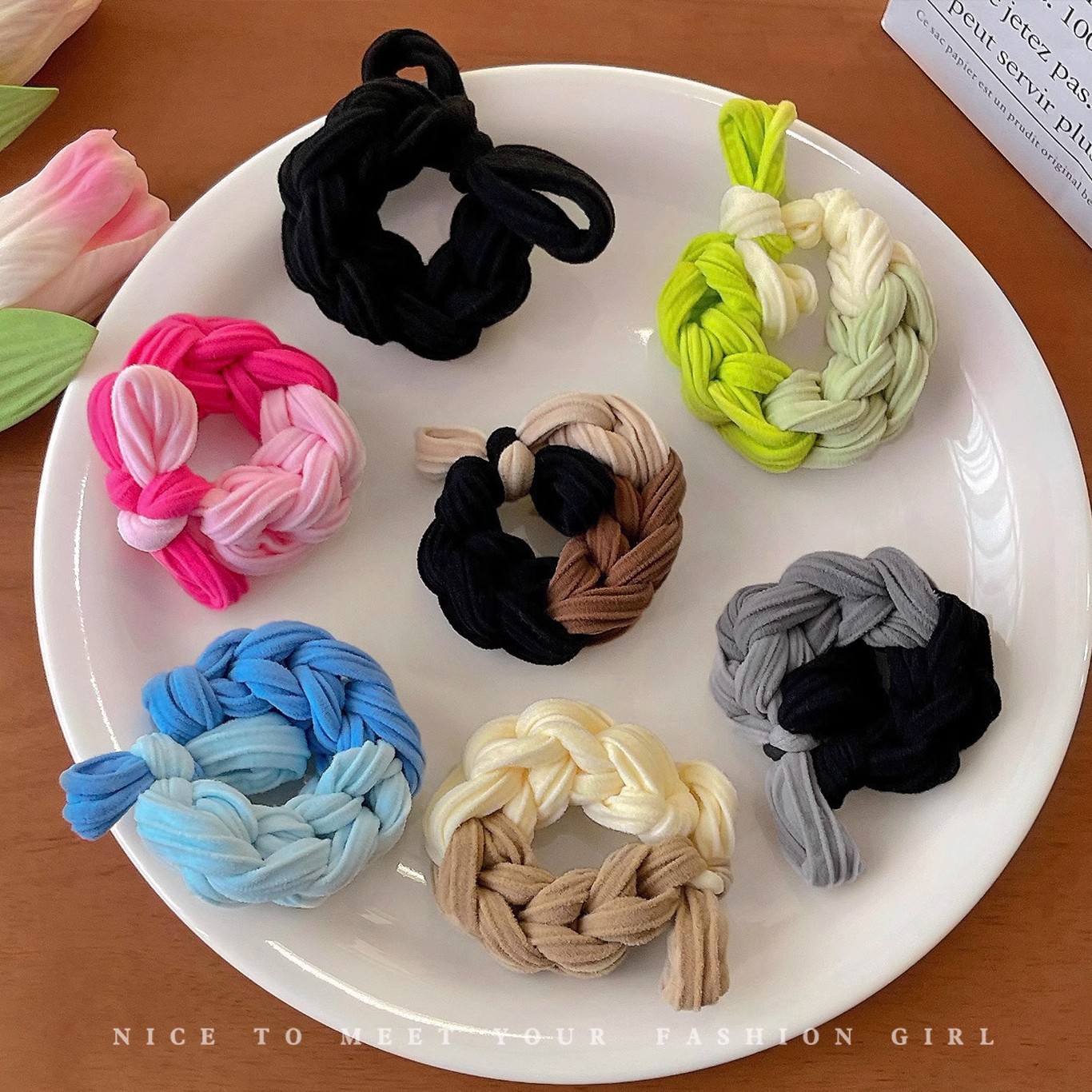 Children's hand-woven thickened high-elasticity hair tie hair accessory 2024 new style girls' colorful hair tie girls' headwear full figure