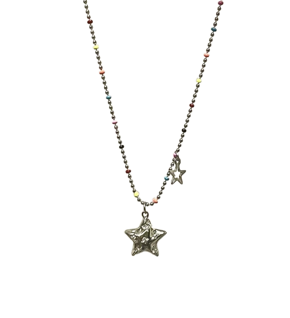 Seven-color Starry River ~ Playful Glazed Star Pendant Necklace, a must-have accessory for female Internet celebrities, a design sense and a niche sweater chain Item Picture