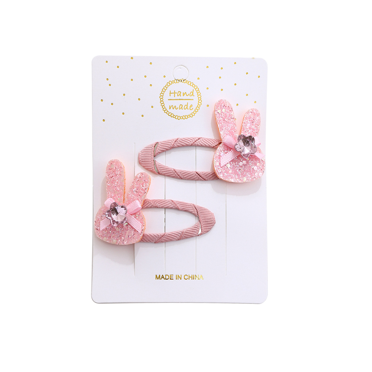 Pink sparkling diamond rabbit hair accessory, children's cute sequined star hair clip, baby girl bb clip, baby bangs hair clip Item Picture