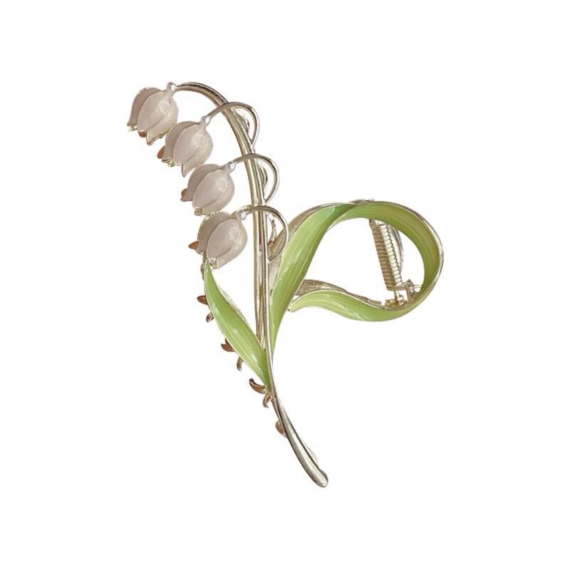 The summer super fairy-like flower of the Valley lily of the Valley, the big grab clip for women, the high-end hair clip at the back of the head, and the trendy ins shark clip Item Picture