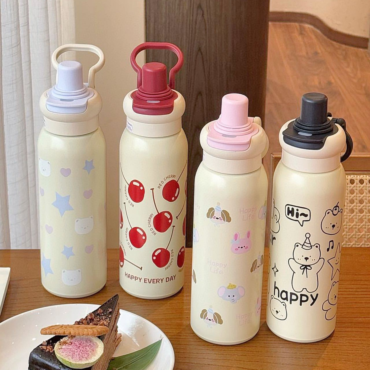 High appearance level, cute and fun ladies, ceramic student, large capacity double-drinking straw, convenient car insulated cup, tea cup details Picture