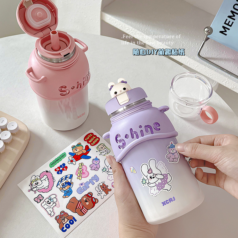 Insulated cup, women's water cup, 304 stainless steel, high appearance level, household large-capacity water cup for children and students, straw, anti-drop cup Specification drawing