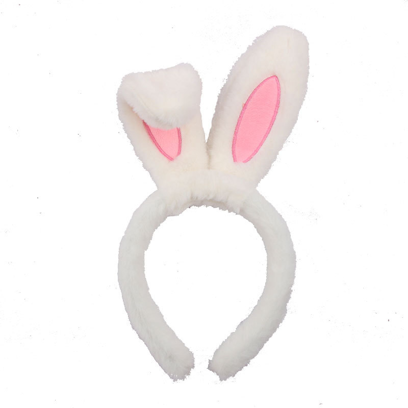 Korean cute rabbit-ear hair bands, live-streaming photos by Internet celebrities, plush headwear, cartoon amusement park face-washing headbands and hair clips Item Picture