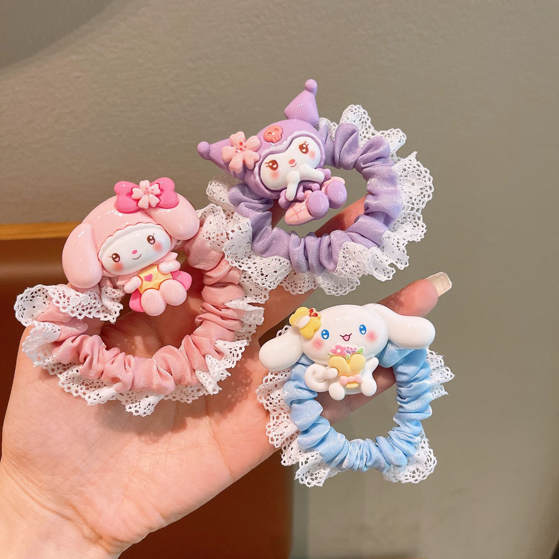 New wholesale of candy-colored small animal small intestine hair bands, Japanese cartoon and childlike girl style ponytail hair ties and hair accessories full figure