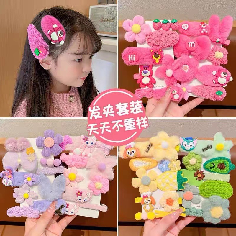 Girls' hair clips, macaron plush bangs, side clips, headwear, children's hair accessories, cute little girl and baby hair clips Application Scenario