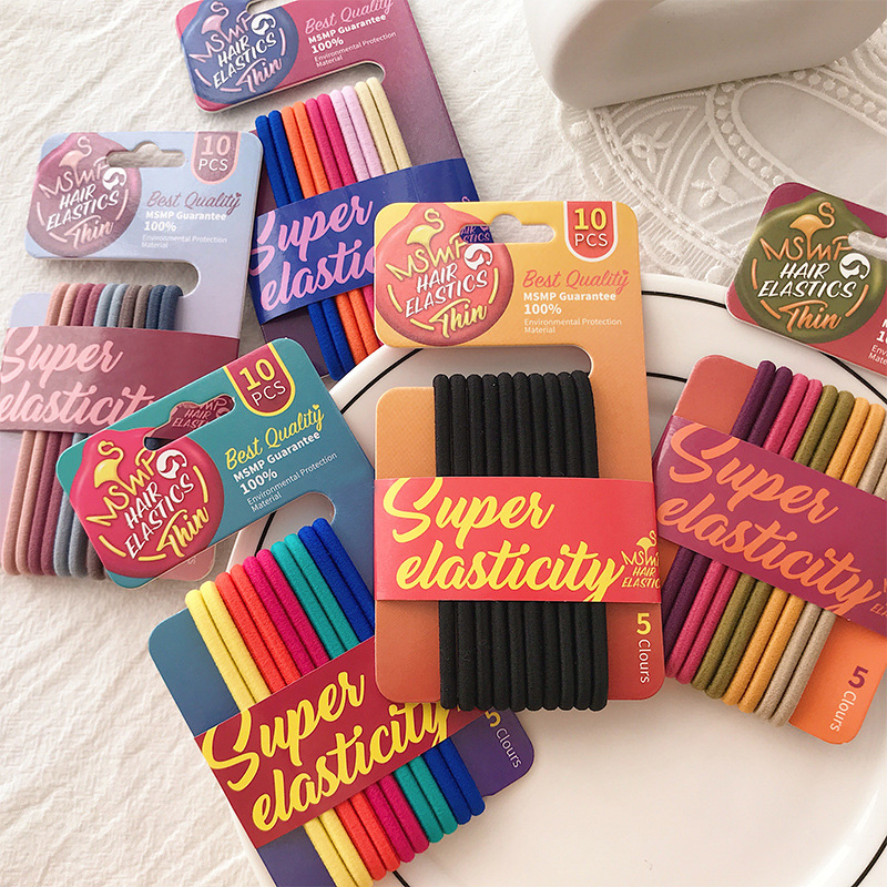 Colorful hair ties, women's hair ties, leather cases, best-selling hair ties in Dongdaemun, South Korea, simple and popular hair bands, small leather band headwear details Picture