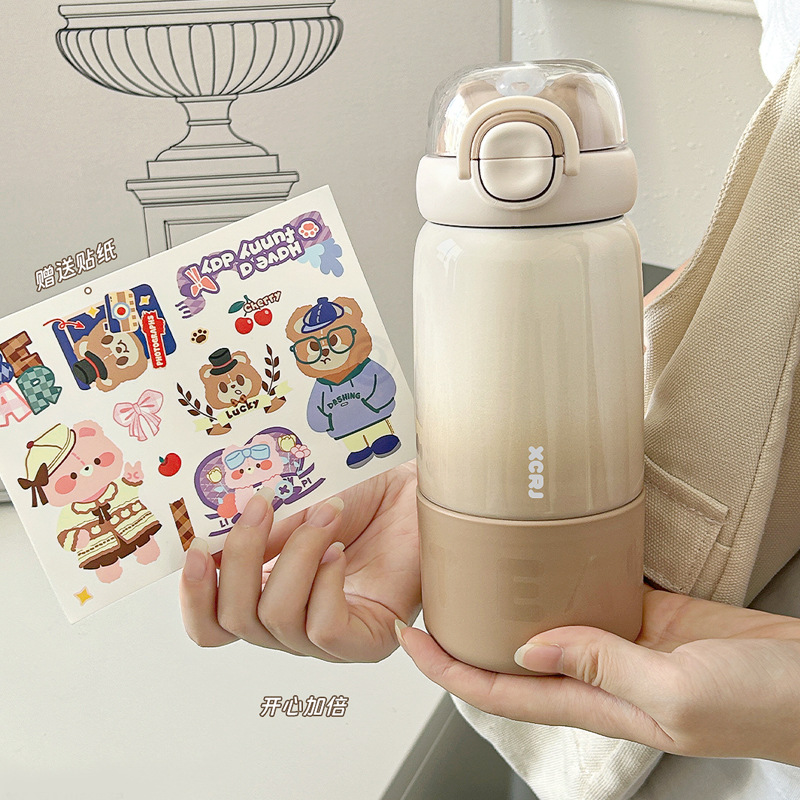 New type of household 304 stainless steel insulated cup, high appearance level water cup for girls, children and students, portable anti-drop water cup full figure