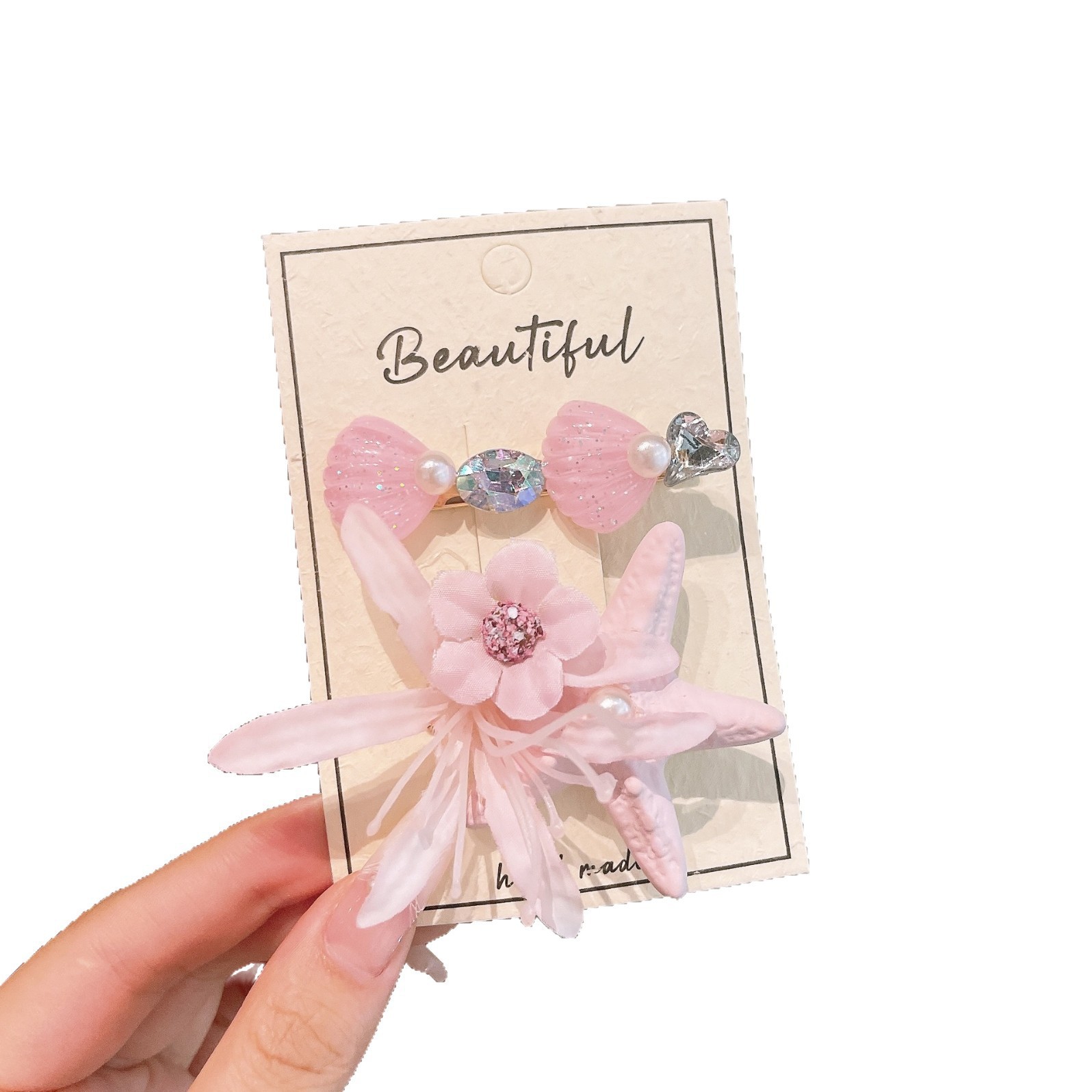 Children's super fairy starfish flower hair clips, girls' updo hair clips, duckbill clips, girls' bangs, broken hair clips, baby hair clips and headwear Item Picture